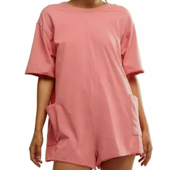 Free People Pants - Free People Hot Shot Romper Tulip Pink Size Large NWT